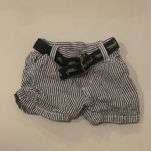 Toddler seersucker shorts with alligator belt